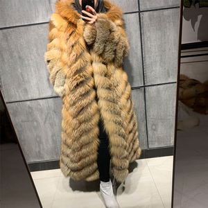 <span class=keywords><strong>Cappotto</strong></span> Lungo <span class=keywords><strong>in</strong></span> <span class=keywords><strong>Pelliccia</strong></span> Naturale Nero <span class=keywords><strong>con</strong></span> Cappuccio per Donna, Caldo per l'Inverno, Abbigliamento da Strada - Product Image 5