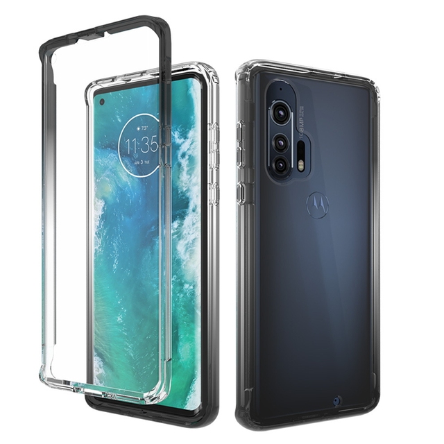 Heavy Duty Shockproof Crystal 2 in 1 Gradient Transparent Phone Case for Moto Edge+/E22i/Edge 30 Ultra/Edge 30 Neo/E22s