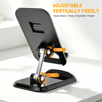 Support de téléphone en alliage d'aluminium, portable, entièrement pliable, inclinable à 180°, support de bureau pour téléphone, tablette, PC