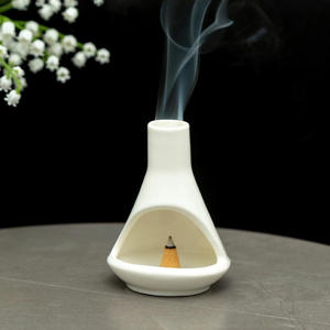 Plateau <span class=keywords><strong>de</strong></span> combustion en céramique blanc et orange pour Palo Santo du Pérou, brûleur d'encens portatif, support pour <span class=keywords><strong>sauge</strong></span> et Palo Santo - Product Image 2