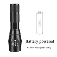 Lampe de poche étanche noire Rechargeable, torche 18650 Super lumineuse, Zoom, torche puissante, lumière tactique led, lampes de poche 1000 Lumen
