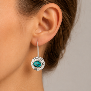 Orecchini Pendenti Vintage Blu-Verde con Rilievo, Gioielli Minimalisti alla Moda per Donne - Product Image 2