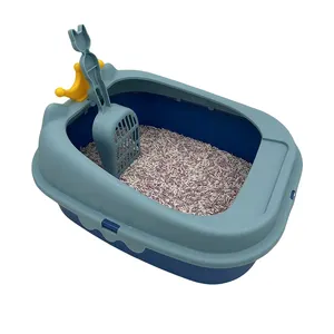 热卖塑料简单高边易清洁猫马桶盒猫砂盒带勺托盘