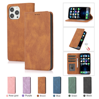 Étui portefeuille magnétique en cuir pour téléphone portable avec fentes pour cartes pour iPhone 17 17 Pro Max 15 Plus 14 13 12 11 XR XS 7 8