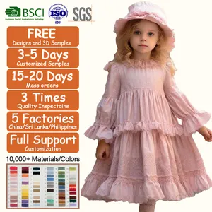 Кружевные Детские испанские платья для вечеринки, цвет: розовый, платье для девочек, оптовая продажа, детская одежда, одежда для детей возрастом от 2 до 6 лет