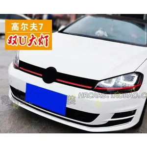 Doble U estilo raya roja LED faro DRL Luz de circolazione cion diurna lente bi xenon senal HID para Volk swagen Golf 7 MK7 - Product Image 2