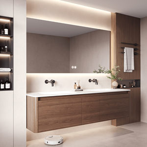 <span class=keywords><strong>Mobile</strong></span> <span class=keywords><strong>Bagno</strong></span> Sospeso Personalizzato dal Design Semplice con Lavabo e Armadietto Curvo - Product Image 4