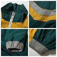 Veste coupe-vent légère pour homme, fermeture éclair, sans capuche, couleur contrastée, polyester, style rétro urbain, usage quotidien