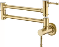 Robinet de cuisine multifonction pliable en laiton brossé doré non revêtu