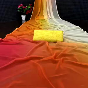 El último diseñador tradicional de Bollywood étnico Georgette Saree moda india Impresión digital Exclusivo desgaste de fiesta de lujo para adultos - Product Image 1