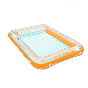 Piscina Inflable Transparente Naranja con Almohada y Portavasos para Fiestas Acuáticas de Verano, Jardín y Playa, Flotadores Premium - Product Image 1