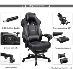 Phổ biến Đen Thứ Sáu Quà Tặng silla Gamer Pro Đen ngồi có thể ngả SEDIA đua Máy tính chơi Game ghế massage chơi game Ngai Vàng cho chủ - Product Image 3