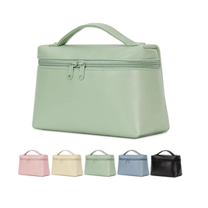Wholesale Cosmetic Bag Large Capacity Waterproof Vegan Leather Makeup Bag Custom Logo Zipper Closure Beauty <b>Vanity</b> <b>Case</b> - Product Image 3