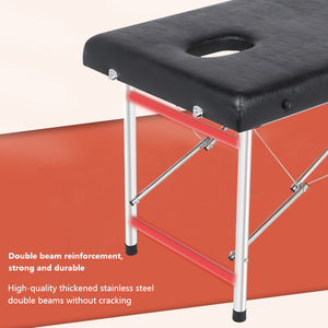 Portable <b>Folding</b> Massage <b>Bed</b> <b>Double</b> Beam Reinforced, Height Adjustable Spa Tattoo Massage Table with Carry Bag - Product Image 3