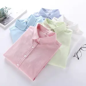 High quality women's oxford shirts for women tops custom embroidery blouse women