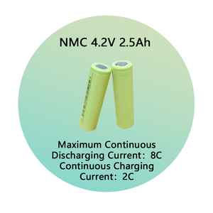 خلية بطارية خفيفة الوزن بحجم <span class=keywords><strong>18650</strong></span> قياسي، 4.2 فولت، 2500 مللي أمبير في الساعة، معدل تفريغ ذاتي منخفض، ثبات عالي، معتمدة من CE، تدوم لـ 300 دورة - Product Image 2