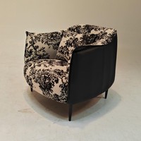 Fauteuil d'appoint en velours imprimé, pieds en acier carbone, fauteuil de salon moderne