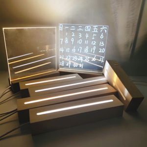 Grossista 3D luce notturna Base espositore LED colore USB alimentatore per foglio acrilico trasparente rettangolare Base in legno - Product Image 6