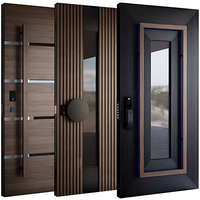 Porte d'entrée pivotante en bois de style américain moderne de luxe, isolation thermique, prévention des incendies, portes d'entrée en bois pour maison