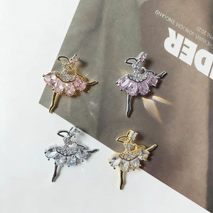 <b>Crystal</b> Ballerina <b>Stud</b> <b>Earrings</b> With Zircon Inlay For Everyday Wear - Product Image 1
