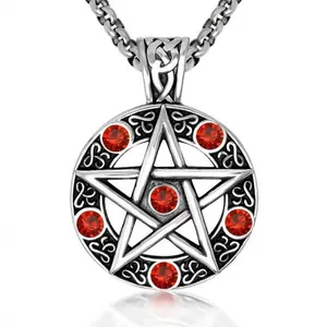 Vintage Witch Necklace Gothic Pentagram Pagan Wiccan Pendant Necklaces Star Jewelry