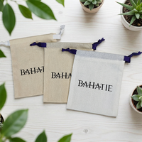 Pochette en mousseline de lin personnalisée écologique sac en lin naturel avec cordon de serrage blanc pour les achats sérigraphie cadeau Sachet savon Textile