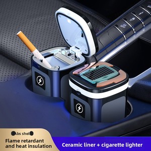 Cendrier LED portable pour voiture JX, cendrier universel pour voiture, porte-cendres pour cigarettes, décoration intérieure de voiture avec allume-cigare - Product Image 1