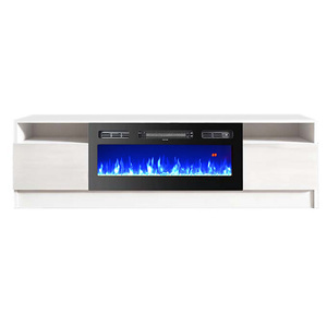 Yatak odası için 3 alev renkleri elektrikli şömine ile özel Logo 1400W siyah beyaz 63 TV standı - Product Image 3