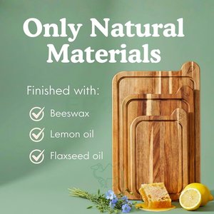 ECO GO Juego de Tablas de Cortar de Madera de Acacia de Buena Calidad, No Tóxicas, 100% Ecológicas, Certificadas por FSC, con Aceite Mineral Gratis - Product Image 3