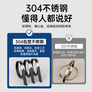สายรัดเคเบิลสแตนเลส Chcc 304 ขนาด 5.6x200 มม. แบบเคลือบพีวีซีชนิดล็อคตัวเองสำหรับการจัดการสายไฟฟ้า - Product Image 3
