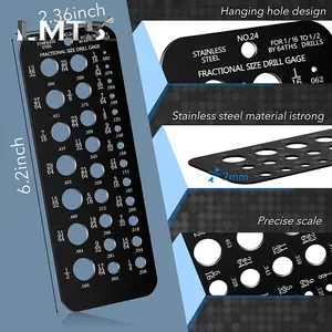 Acier inoxydable de vente chaude pour 1/16 à 1/2 par 64ths forets jauge de forage de taille factionnelle