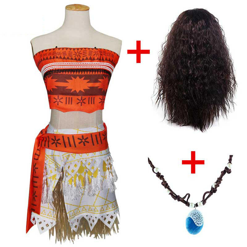 Moana Cos Princess Moana Costume Adult Children's Performance Costume  Polyester Flax SKIRTS Girls TV Movie Costumes 50%