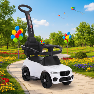 Оптовая продажа: Электрическая четырехколесная машинка-каталка для малышей с ручкой для толкания, детская качалка-машинка для малышей - Product Image 4