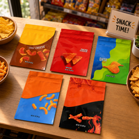 Sacs d'emballage alimentaire en gros de qualité alimentaire, prêts à l'expédition, scellés sur trois côtés, refermables avec fermeture éclair, en Mylar, pour chips, fromage et produits soufflés