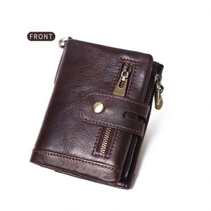 Wholesale Luxury Recycle Double Zipper Motorcycle Bicycle Slim <b>Wallet</b> <b>Men</b> Bicker <b>Rfid</b> Genuine Leather <b>Wallet</b> With Chain - Product Image 3