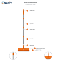 Serpillère plate rotative à 360° en acier inoxydable avec fixation robuste et manche extensible manuel |   Nettoyant léger pour sols en bois dur
