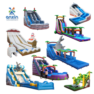 Toboggan aquatique gonflable de qualité commerciale géant avec piscine à jets d'eau pour enfants et adultes, équipement de parc d'attractions extérieur, PVC haute résistance - Product Image 3