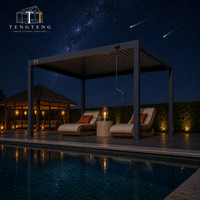 Pergola bioclimatique manuelle en aluminium imperméable avec structure thermolaquée et auvent pare-soleil pour extérieur, jardin et terrasse