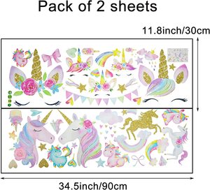 Vietnam colorido unicornio pared calcomanía Arco Iris pared pegatina extraíble vinilo dibujos animados pared se aferra <span class=keywords><strong>para</strong></span> niña dormitorio sala <span class=keywords><strong>de</strong></span> estar puerta - Product Image 4