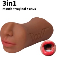 Jouet Sexuel Masculin Type Coupe Avion à Double Tête et Triple Canal de Simulation Orale, Anale et Vaginale Inversée pour Masturbation
