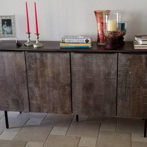 Meuble de rangement mural en bois massif Antique Home Madia, armoire latérale en bois avec porte - Product Image 6