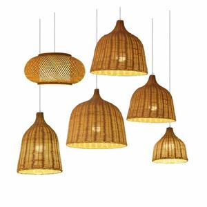 Asie du sud-est Style chinois <span class=keywords><strong>abat</strong></span>-<span class=keywords><strong>jour</strong></span> en bambou DIA 30 * H40CM fait à la main en rotin tissé naturel lampe ronde lustre suspendu - Product Image 3