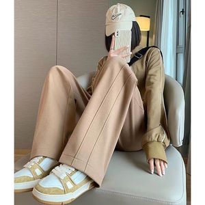 <span class=keywords><strong>Pantaloni</strong></span> della <span class=keywords><strong>tuta</strong></span> lunghi piatti foderati in pile nuovi autunno inverno snelliti Casual a vita alta larghi a gamba dritta Plus-Size - Product Image 3