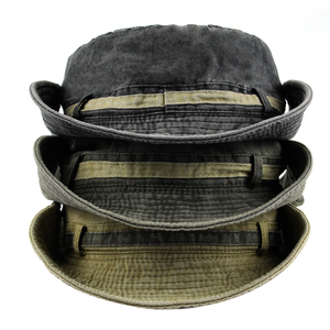 Retro lavado occidental Denim pareja al aire libre montañismo sombrero de cubo ala grande sombrero de pescador lazos lisos para hombres mujeres para pesca - Product Image 2
