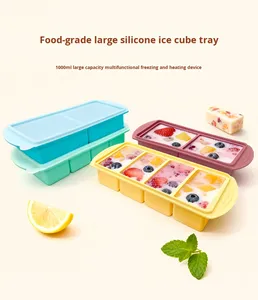 Bandeja de Cubitos de Hielo Rectangular de Silicona, Moldes Reutilizables <span class=keywords><strong>para</strong></span> Congelador <span class=keywords><strong>para</strong></span> Cubos de Sopa, Congela Convenientemente Caldo, Sobras <span class=keywords><strong>y</strong></span> Helados - Product Image 1