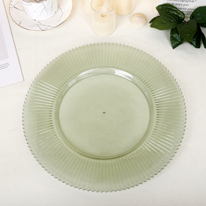 Assiettes de mariage SLC754-5 de 13 pouces, assiettes à dîner de haute qualité, vertes, rondes, transparentes, en <span class=keywords><strong>plastique</strong></span>, assiettes de présentation - Product Image 2