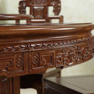 Grande table ronde en bois massif avec plateau tournant à induction - Product Image 5