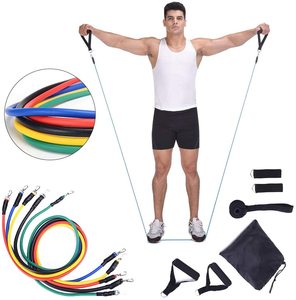 Amazon hot selling 11pcs resistance bands 150lb resistance training home with Door Anchor