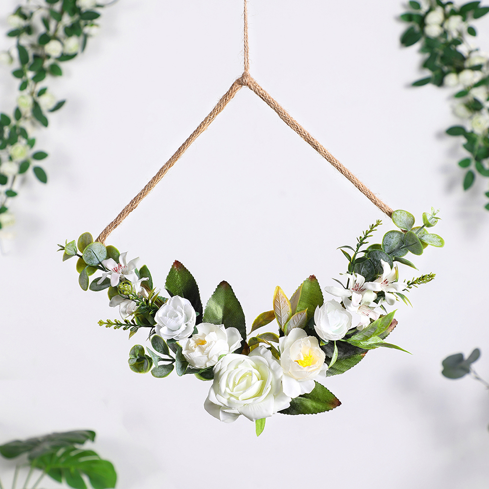 Ghirlanda di Fiori Secchi (30 x 30 cm) per Porta e Parete - Decorazione Fai da Te Naturale, Primaverile Estiva per la Casa