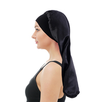 Vente en gros d'accessoires pour cheveux avec logo personnalisé Bonnet uni en satin 10 couleurs Grandes tresses pour cheveux longs Chapeau de nuit pour femmes